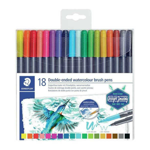 Picture of Staedtler Double Ended Watercolour Brush Pens 18pk
