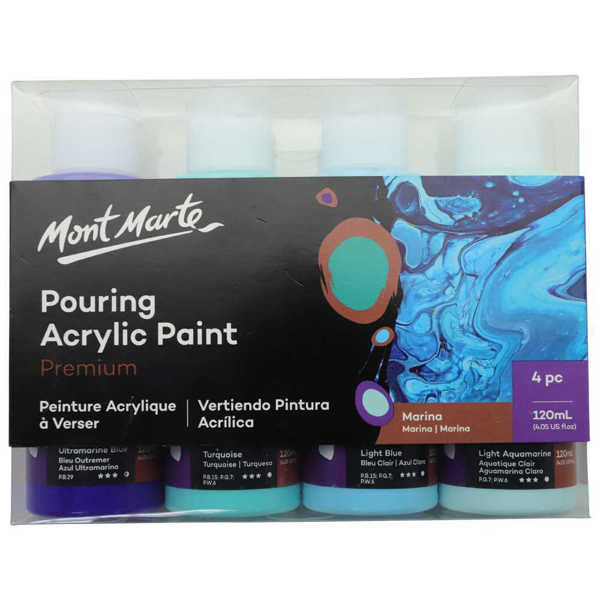 Picture of Mont Marte Pouring Acrylic Paint 120ml 4pc Set - Marina