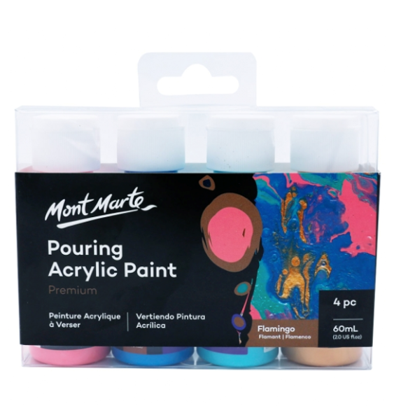 Picture of Mont Marte Pouring Acrylic Paint 60ml 4pc Set - Flamingo