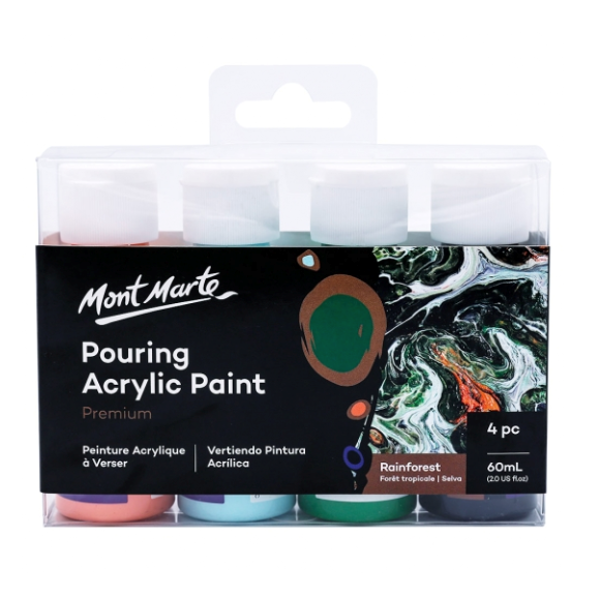 Picture of Mont Marte Pouring Acrylic Paint 60ml 4pc Set - Rainforest