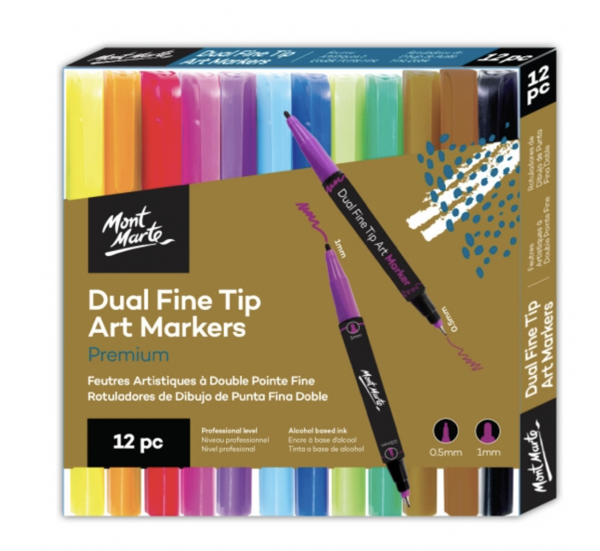Picture of Mont Marte Dual Fine Tip Alcohol Art Markers 12pc