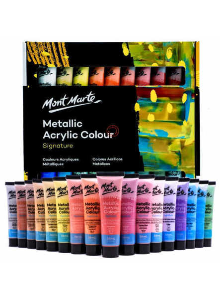 Picture of Mont Marte Metallic Acrylic Colour Paint Set 36pc x 36ml