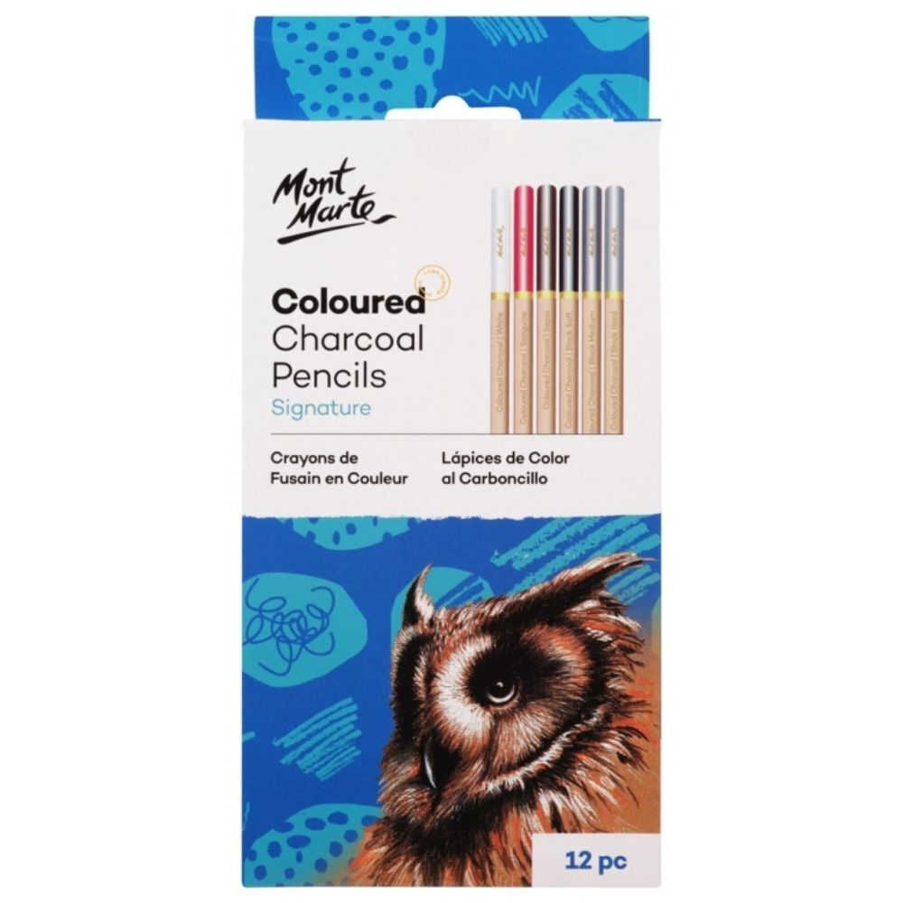 Mont Marte Coloured charcoal pencils 12pk Art Supplies Online