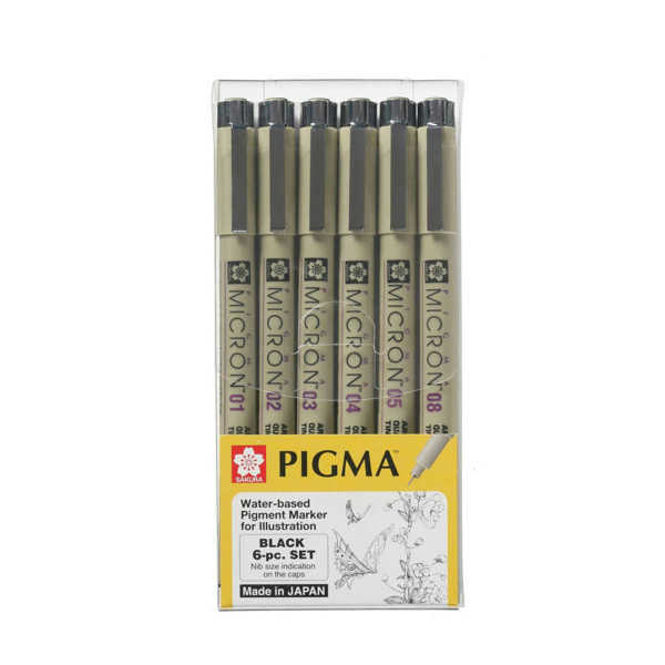 Picture of Sakura Pigma Micron Black Pen Set 6pk
