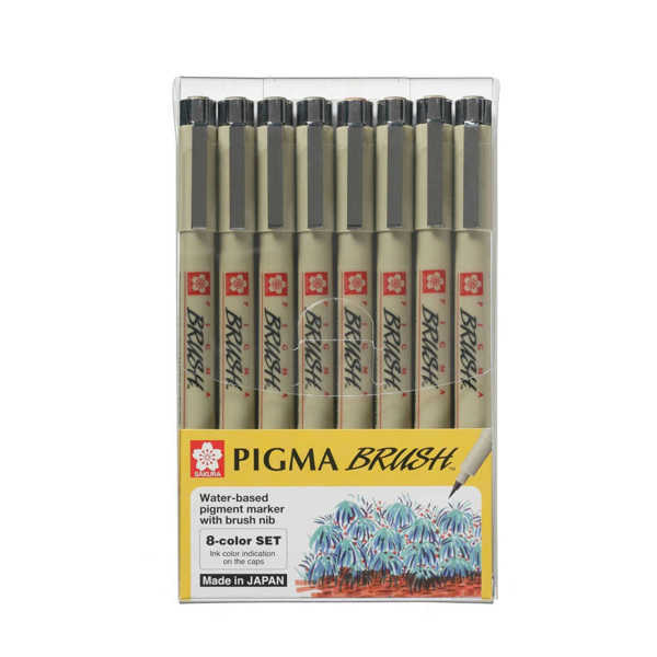 Picture of Sakura Pigma Micron Brush Pen Coloured 8pk