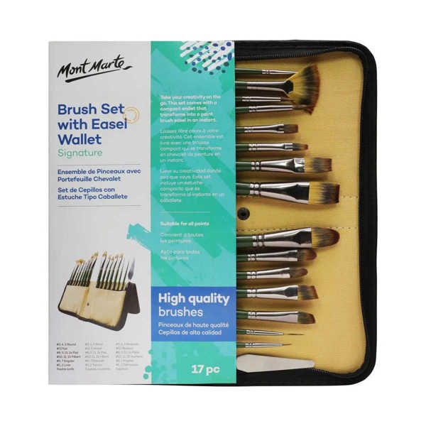Picture of Mont Marte Signature Brush Set with Easel Wallet 17pc