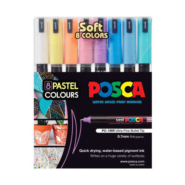 Picture of Uni POSCA Marker Pen PC-1MR Ultra-Fine Set of 8 Pastel