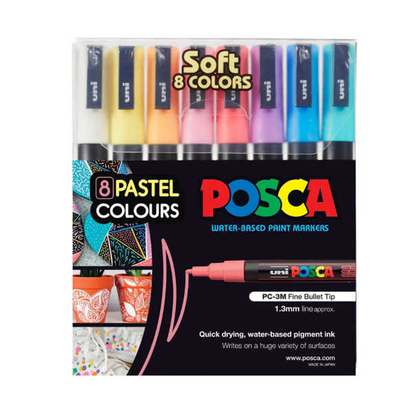 Picture of Uni POSCA Marker Pen PC-3M Fine Set of 8 Pastels