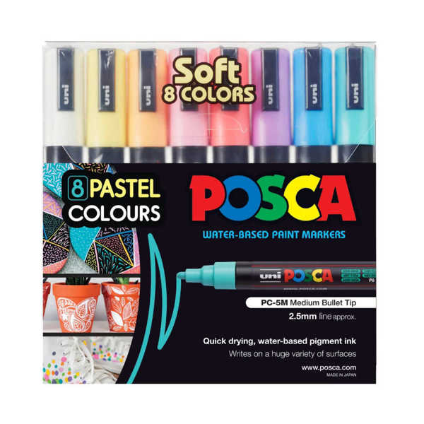 Picture of Uni POSCA Marker Pen PC-5M Pastel Set of 8