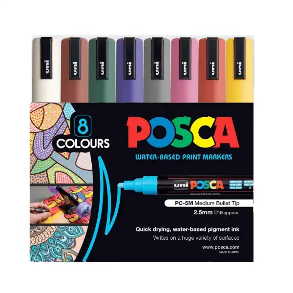 Picture of Uni POSCA Marker Pen PC-5M Dark Set 8pk