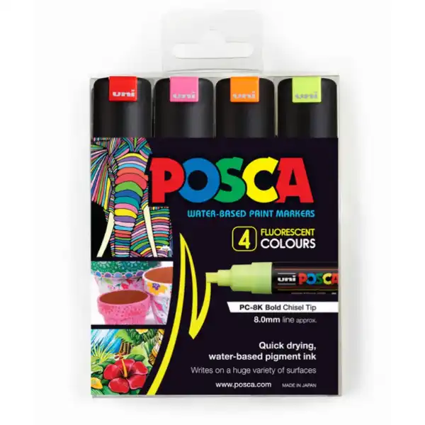 Picture of Uni Posca Paint Pen PC-8K Set 4pk Fluoro