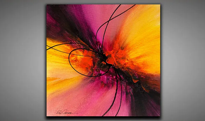 abstract acrylic painting idea: black hole explosion