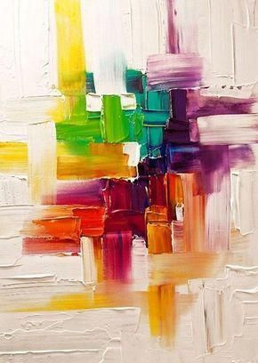 abstract acrylic painting idea: colour block dragging
