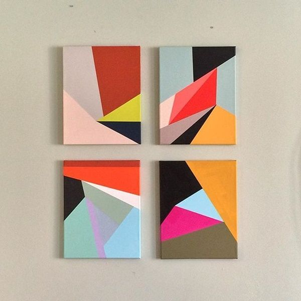 abstract acrylic painting idea: geometric shapes