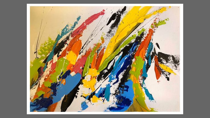abstract acrylic painting idea: splashes of colour