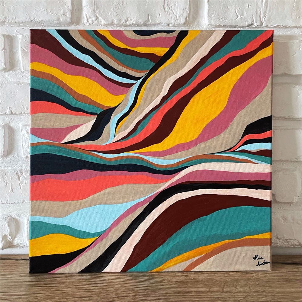  abstract acrylic painting idea: waves of colour