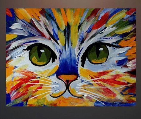 acrylic animal painting idea: cat