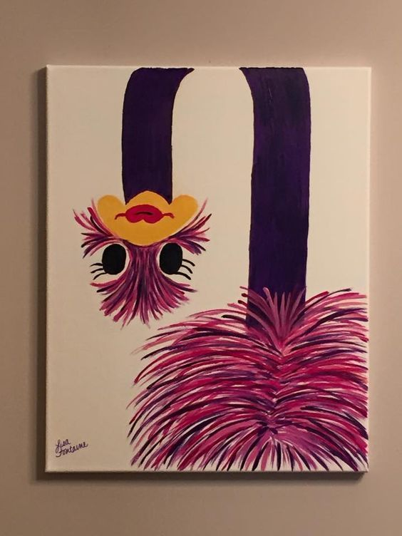 acrylic animal painting idea: ostrich