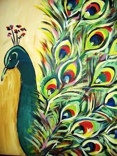 acrylic animal painting idea: peacock