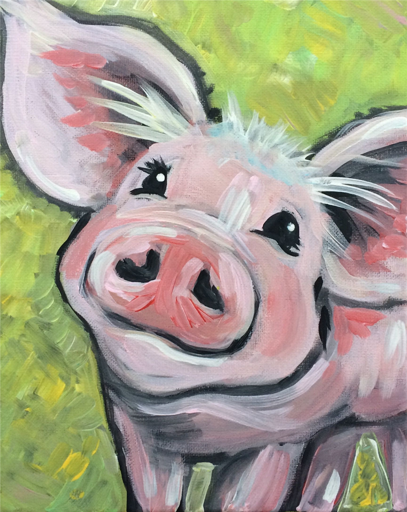 acrylic animal painting idea: pig