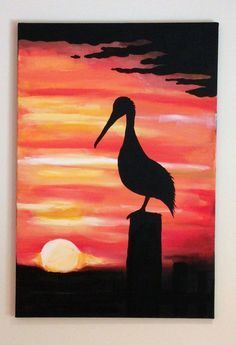 acrylic animal painting idea: sunset bird