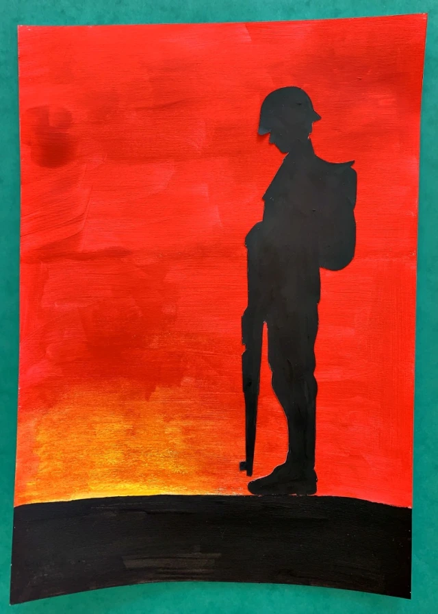 Anzac Day crafts - Anzac soldier silhouette art