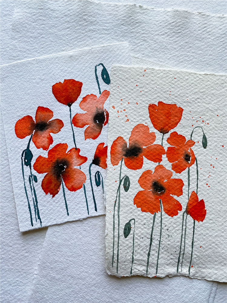 Anzac Day crafts - watercolour poppies