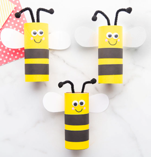 summer crafts for kids - toilet roll bees