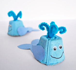 summer crafts for kids - egg carton whales